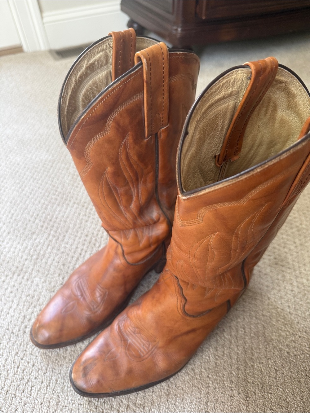 Frye Caramel Brown Leather Western Cowboy Boots